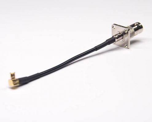 BNC音頻線四孔法蘭直式母頭50歐姆轉MCX彎式公頭接RG174線