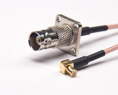 BNC延長線面板安裝直式母頭轉MCX彎式公頭接RG316線