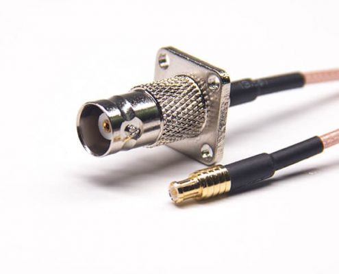 帶法蘭盤的BNC接頭50歐姆母頭直式轉MCX公頭直式接RG316線