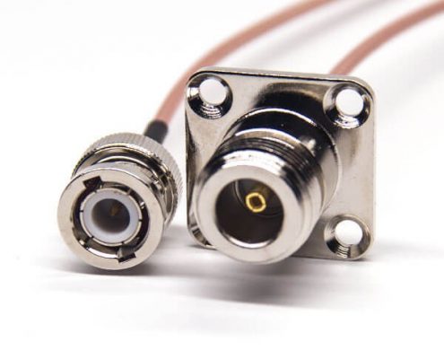 n型外螺紋母頭四孔法蘭轉BNC直公頭接RG178線