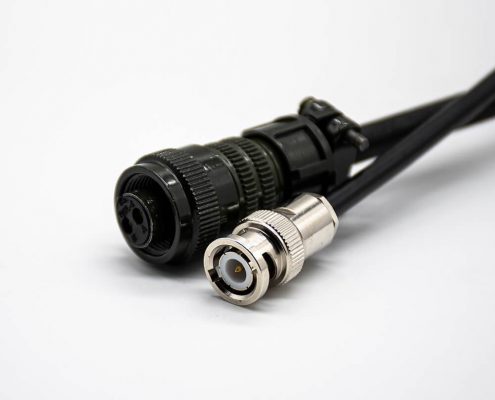 BNC接口公頭轉MS3106A10SL-4S直式2芯母頭接RG58線長100CM